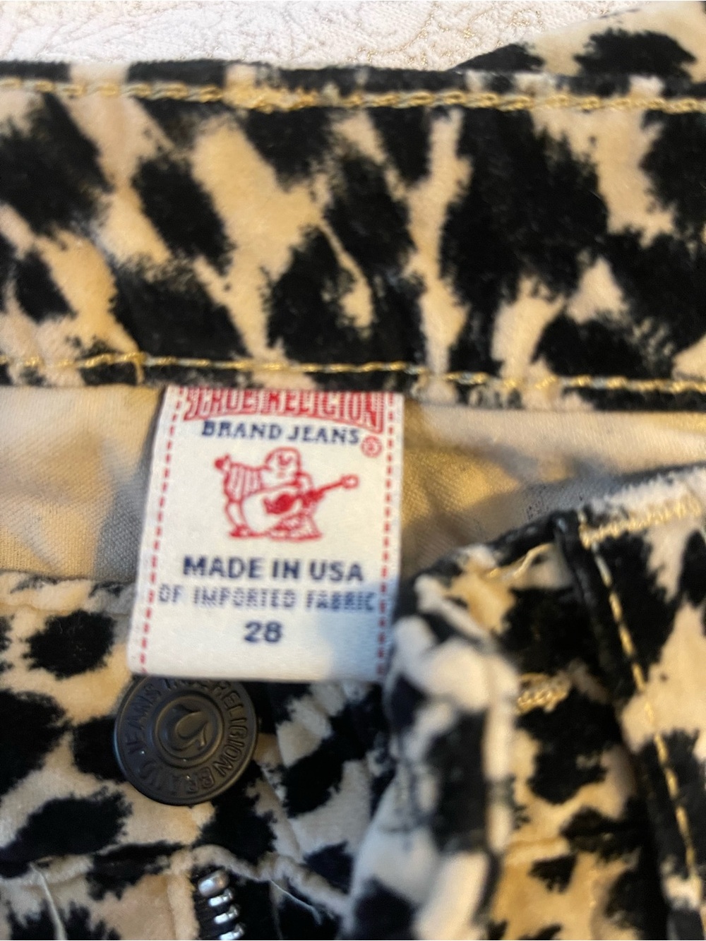 True Religion animal, print velvet pants